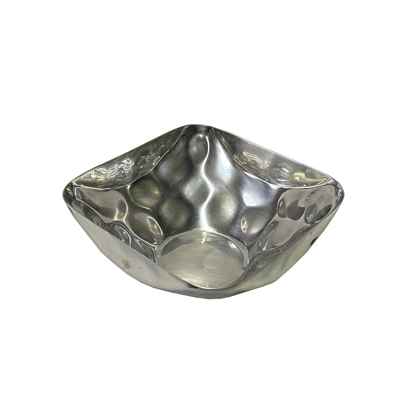 Artistic Hand Punch Marks Stainless Steel Square Display Serving Plate - 4