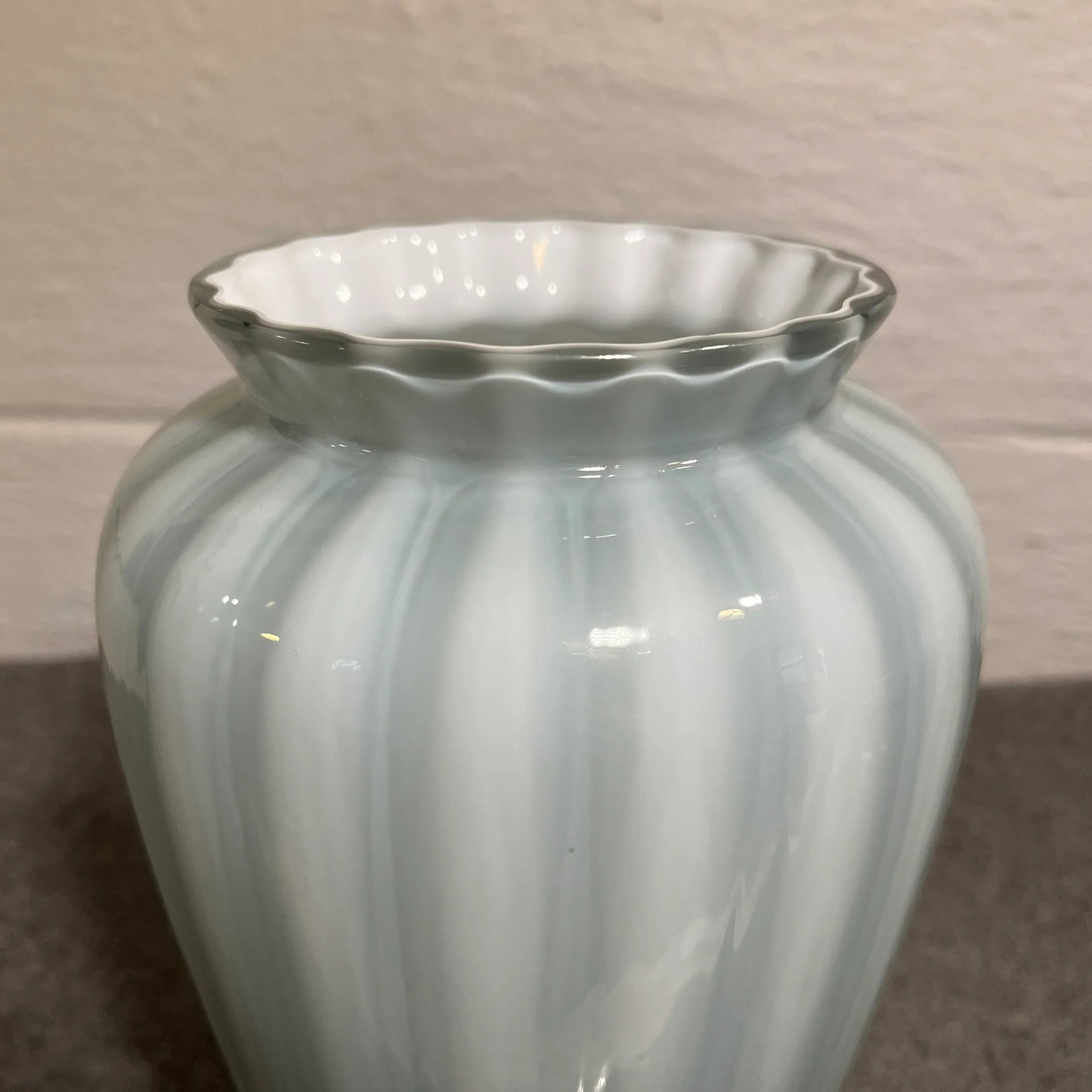 Mid 20th Century Fenton Federal Blue Overlay Rib Optic Vase - 4