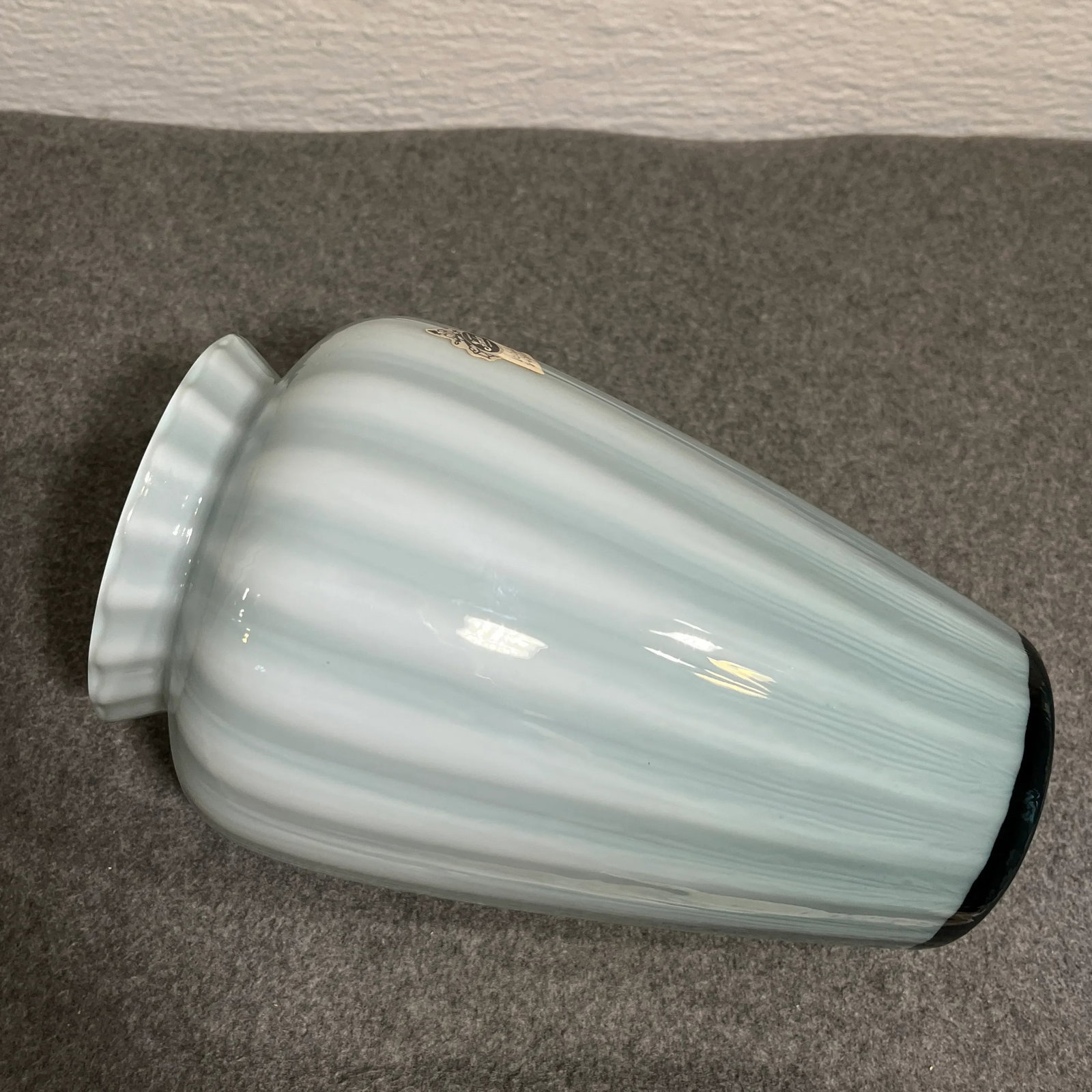 Mid 20th Century Fenton Federal Blue Overlay Rib Optic Vase - 6
