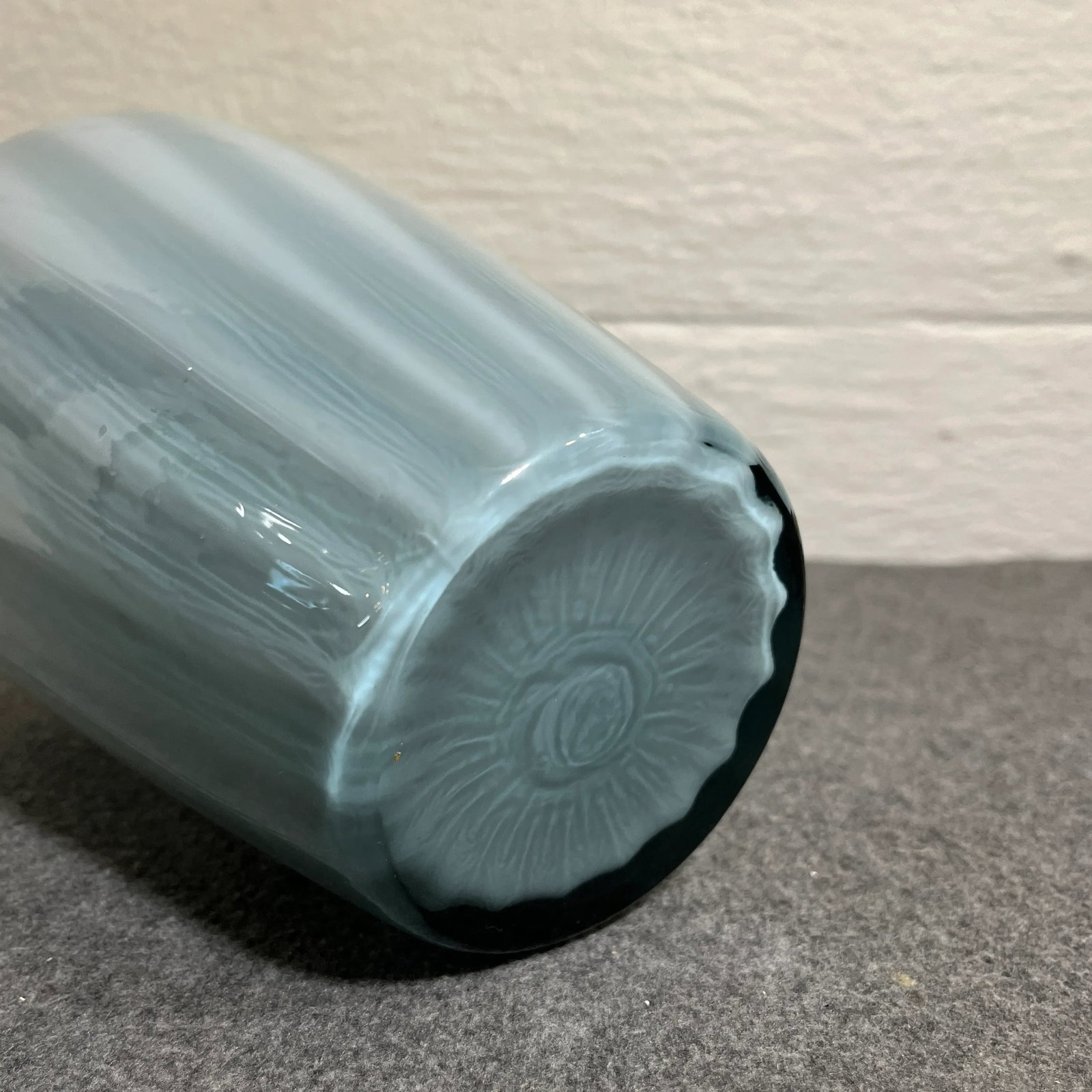 Mid 20th Century Fenton Federal Blue Overlay Rib Optic Vase - 7