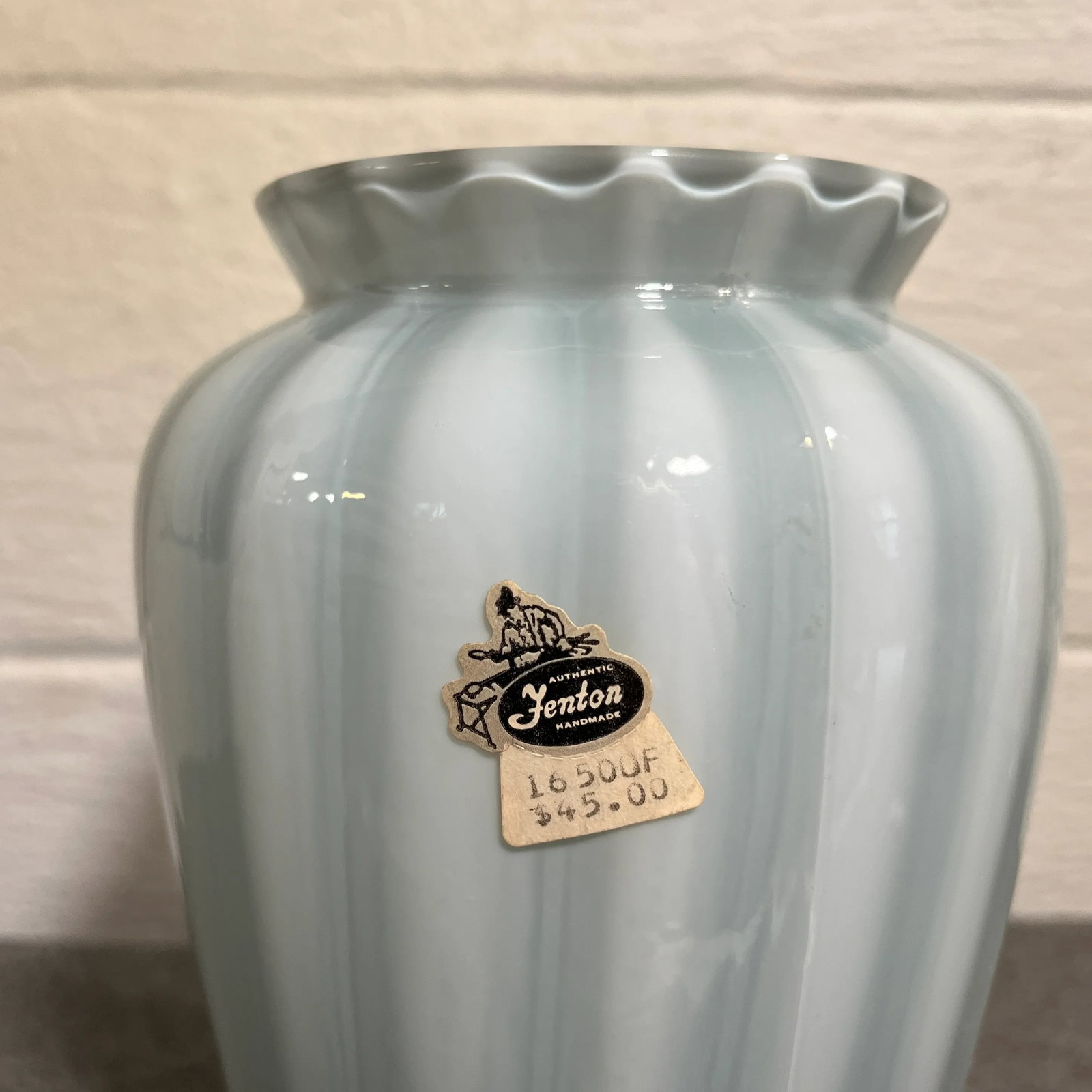 Mid 20th Century Fenton Federal Blue Overlay Rib Optic Vase - 8
