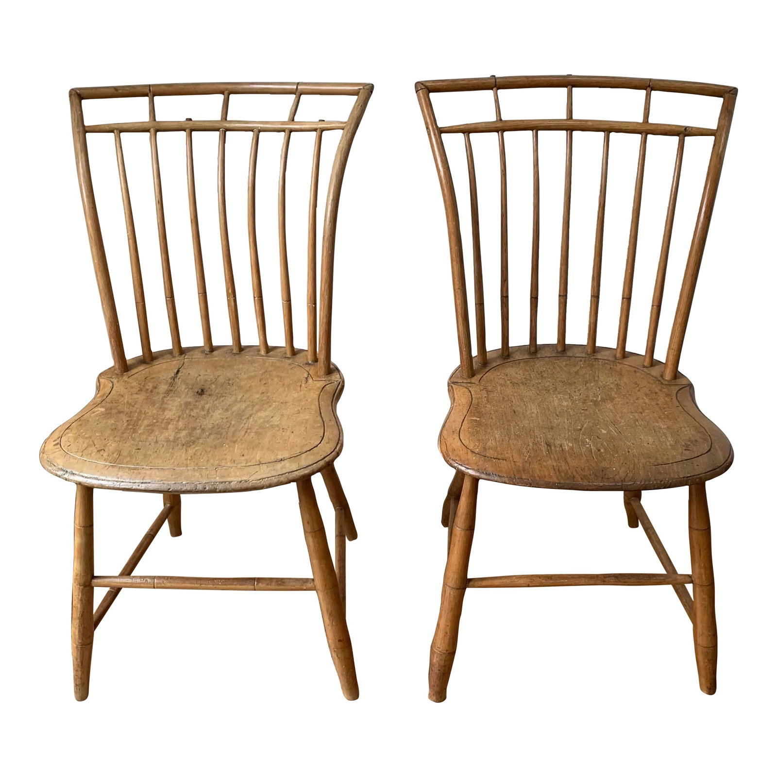 Mid 20th Century Vintage Crown Back Side Chair, Set of 2: The vintage crown back side chair features a tall, curved back, spindled arms, and angled legs. Set of 2. Condition: Alterations: Original Condition Unaltered Imperfections: Some Imperfections