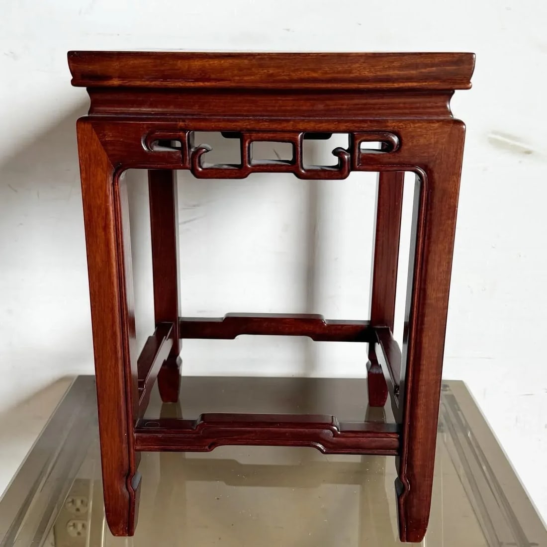 Chinese Wooden and Mother of Pearl Inlay Pedestal/Side Table - 3