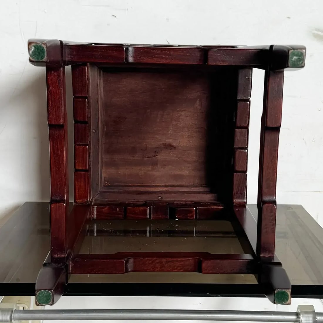 Chinese Wooden and Mother of Pearl Inlay Pedestal/Side Table - 6