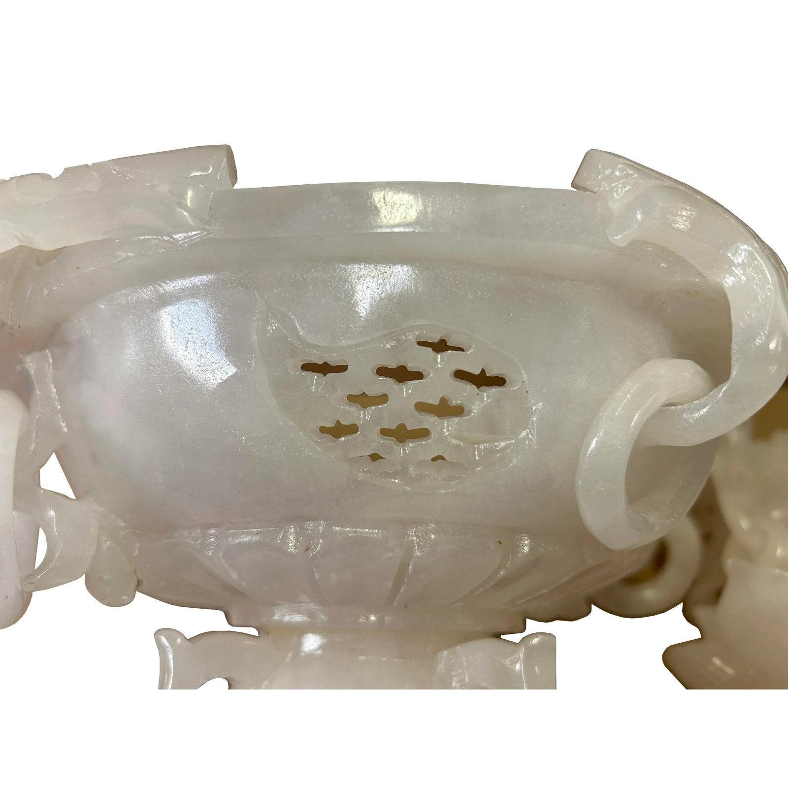 Chinese White Stone Carved Oriental Dragon Incense Burner Holder Display - 8