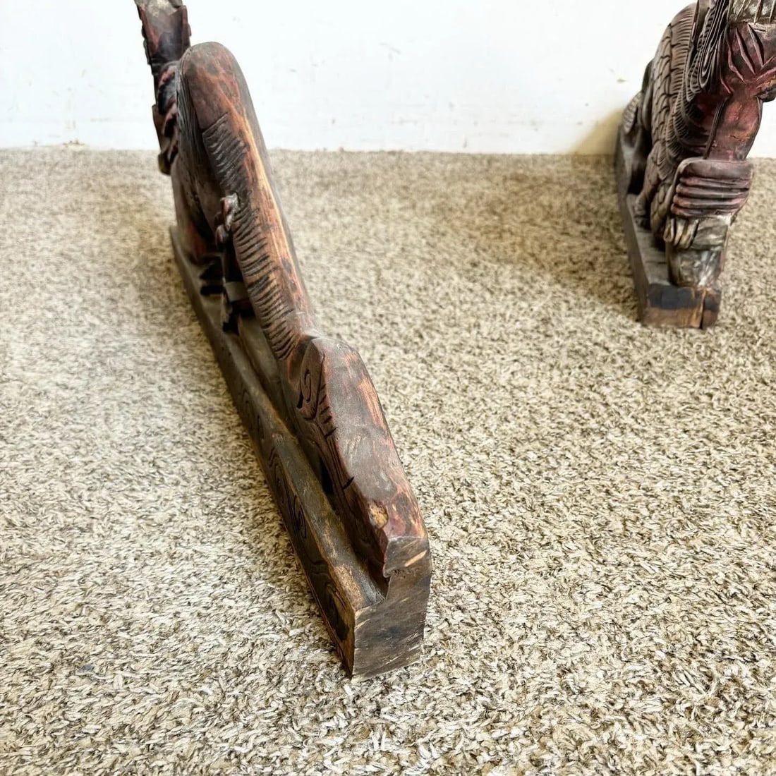 Chinese Hand Carved Dragons Sculptures - a Pair - 7