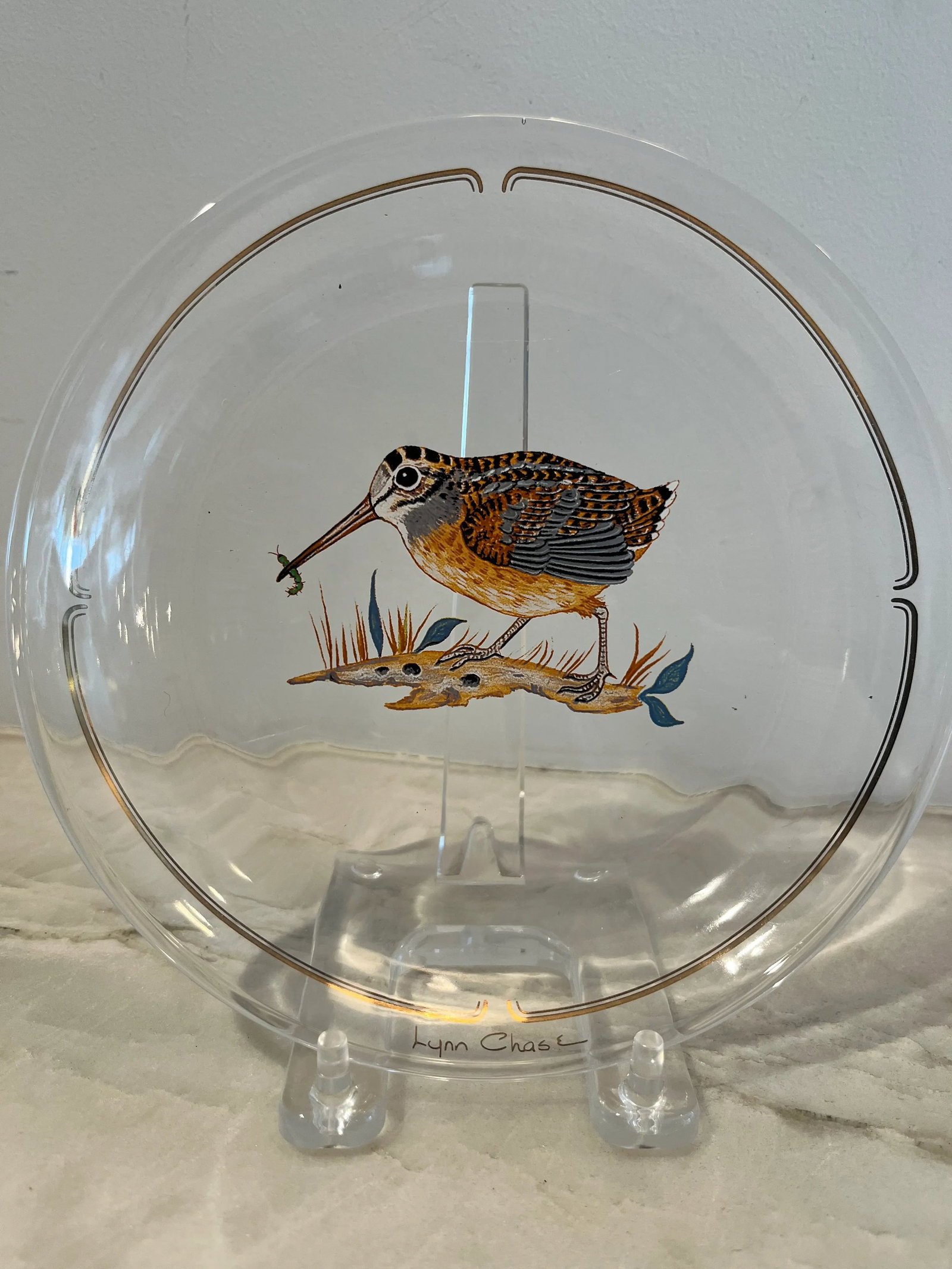 Late 20th Century Winter Game Birds Red Glassware Canapé Plates by Lynn Chase- Set of 6 - 3