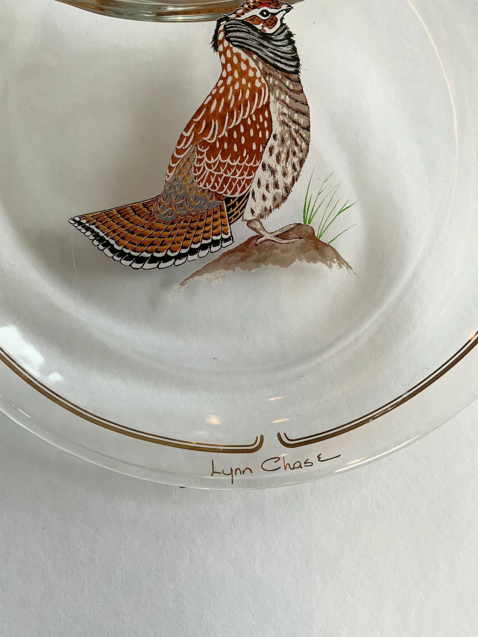 Late 20th Century Winter Game Birds Red Glassware Canapé Plates by Lynn Chase- Set of 6 - 9