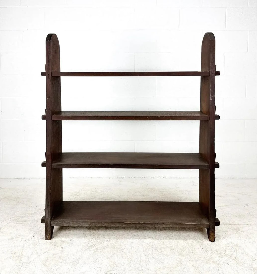 Antique Arts and Crafts Mission Oak Wood Bookcase Roycroft Style - 2