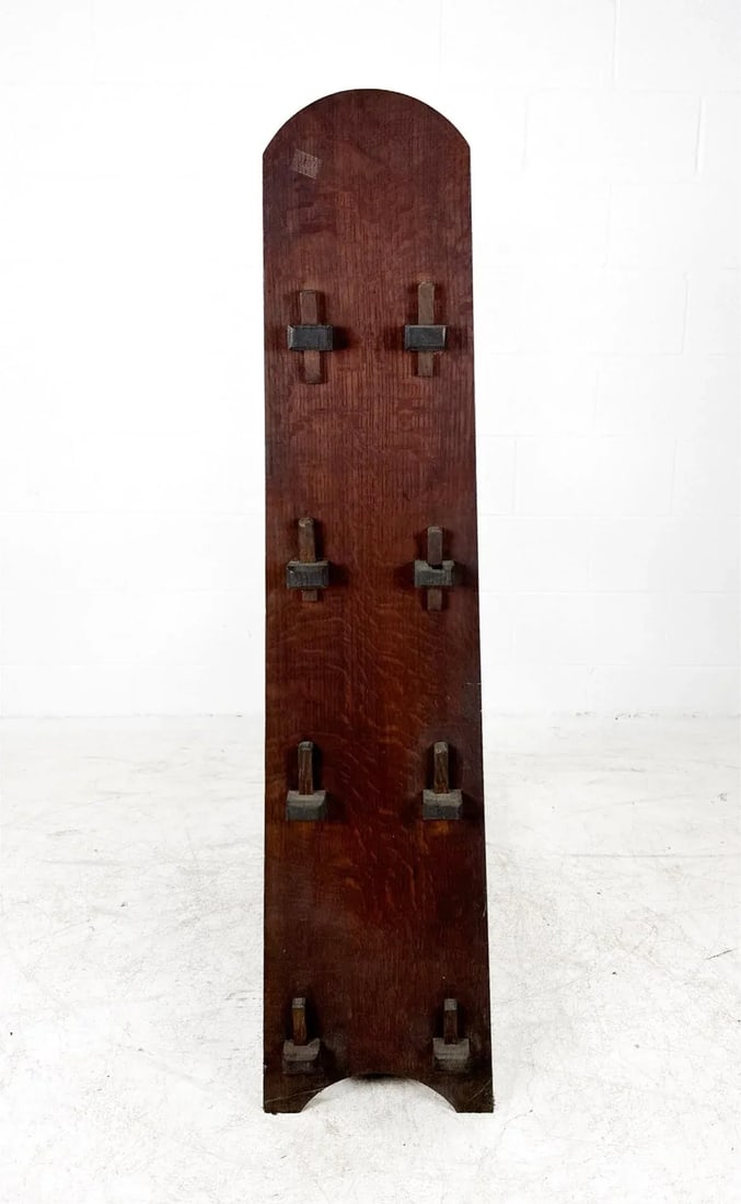 Antique Arts and Crafts Mission Oak Wood Bookcase Roycroft Style - 3
