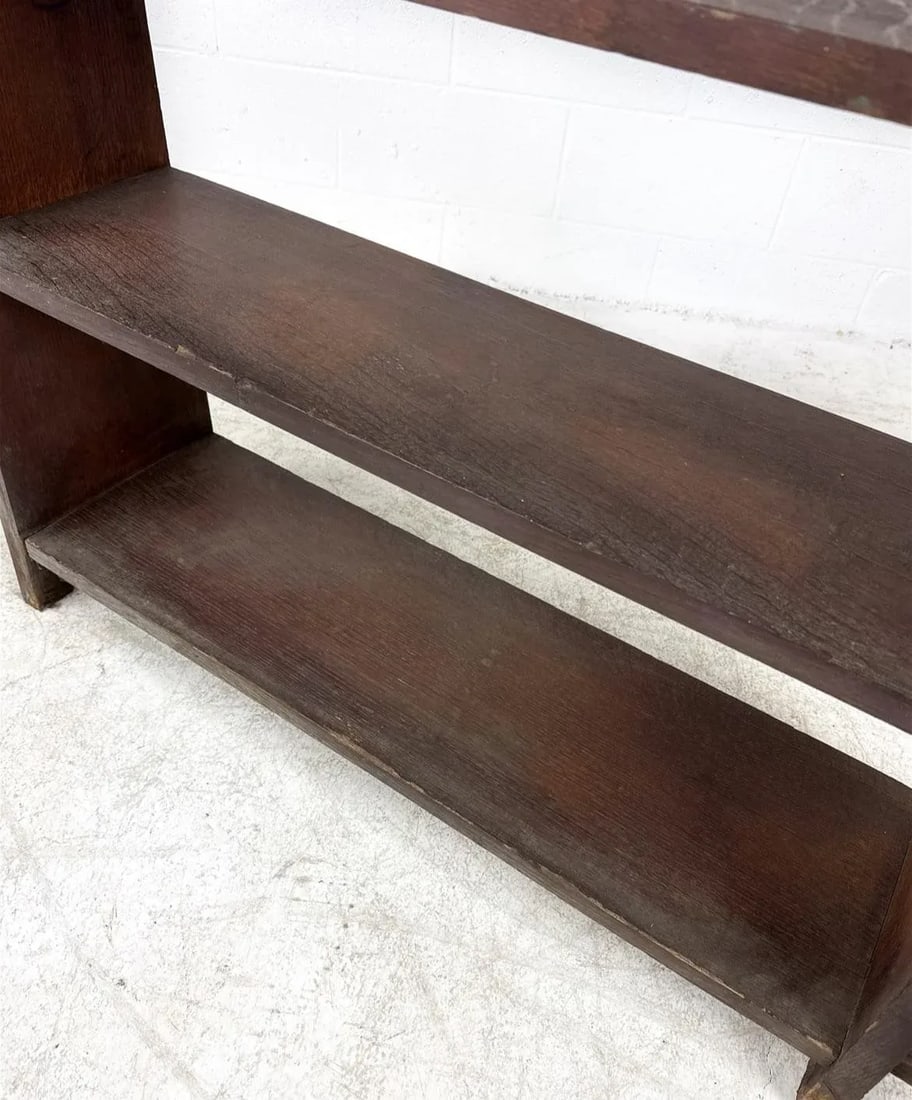 Antique Arts and Crafts Mission Oak Wood Bookcase Roycroft Style - 4