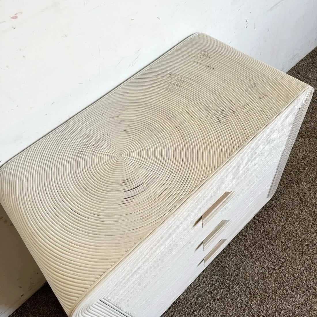 Boho Chic White Washed Swirl Pencil Reed Waterfall Chest of Drawers - 5