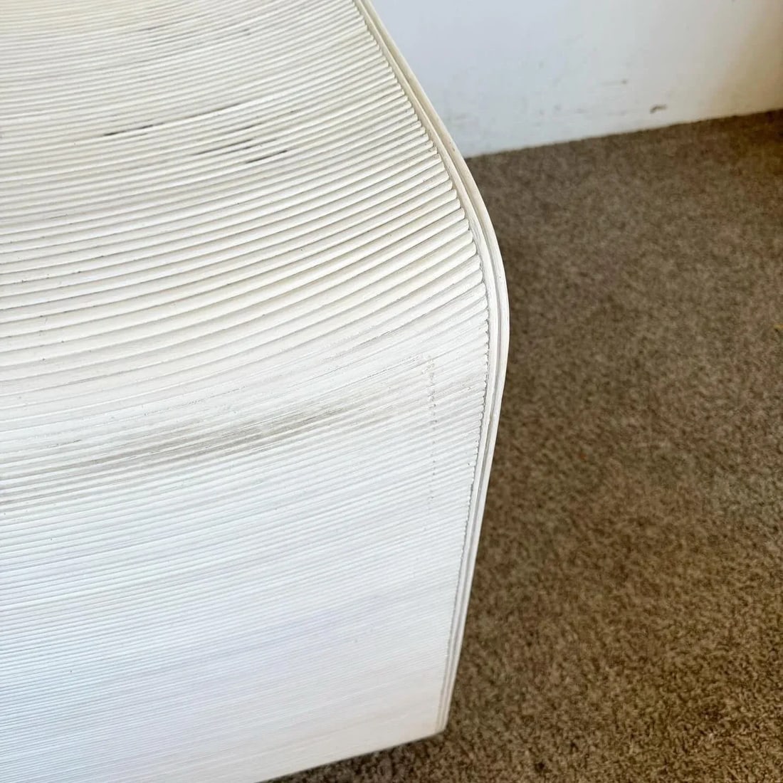 Boho Chic White Washed Swirl Pencil Reed Waterfall Chest of Drawers - 9