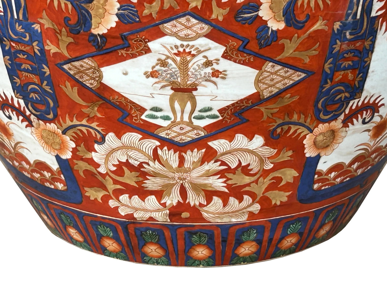Oriental Vintage Porcelain Red Copper Color Phoenix Graphic Pot Planter - 12