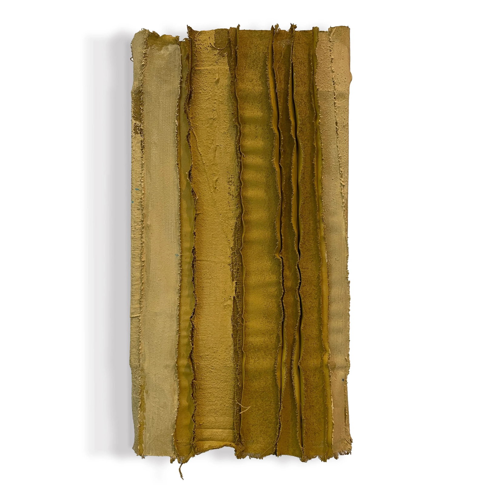 Tandem 02 Mustard Yellow Wall Sculpture of Salvaged Art Materials - 2