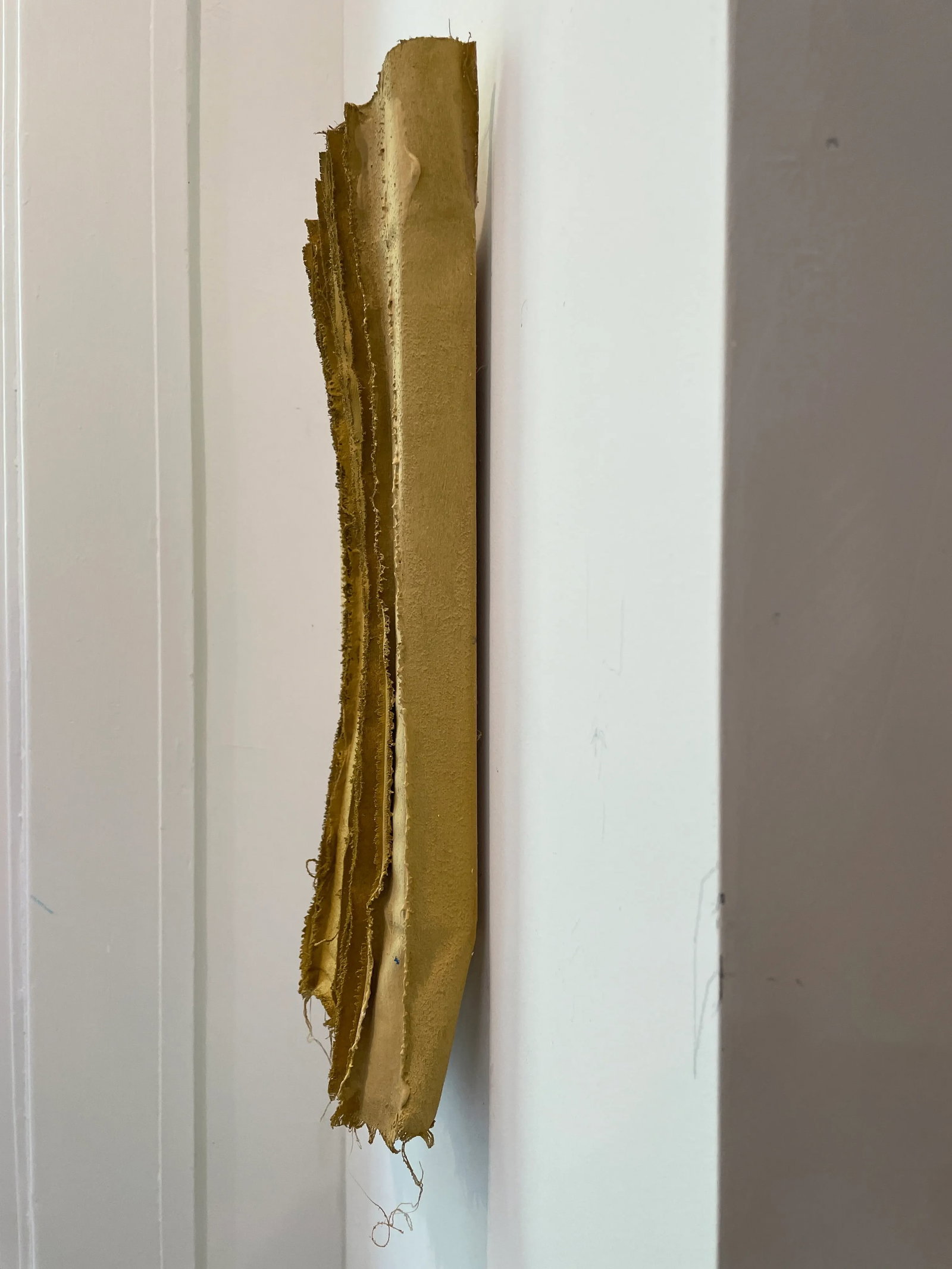 Tandem 02 Mustard Yellow Wall Sculpture of Salvaged Art Materials - 6