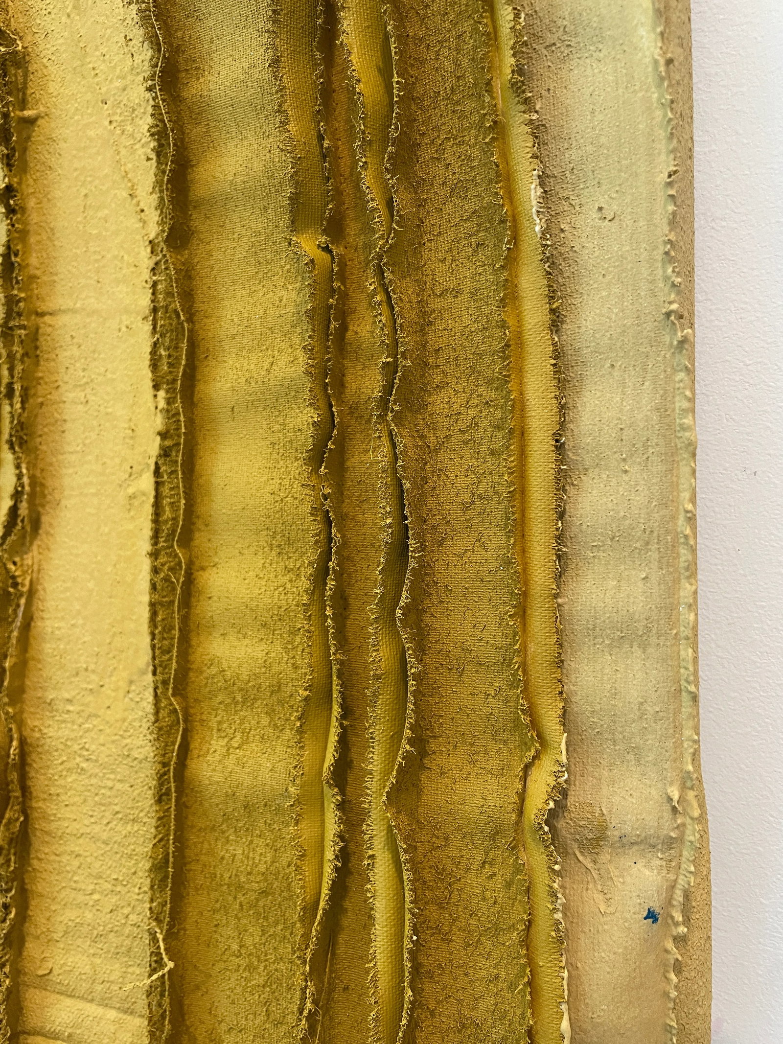 Tandem 02 Mustard Yellow Wall Sculpture of Salvaged Art Materials - 7
