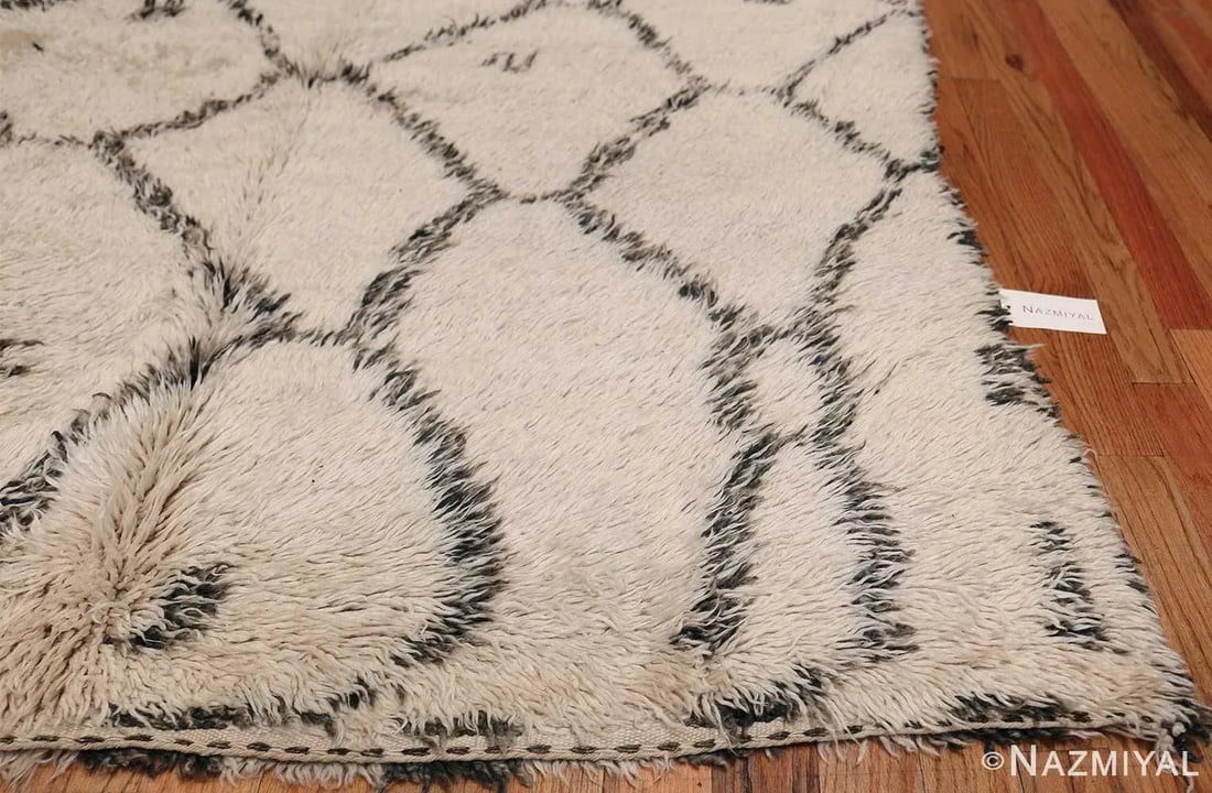 Nazmiyal Collection Ivory Shag Vintage Beni Ourain Moroccan Rug - 5