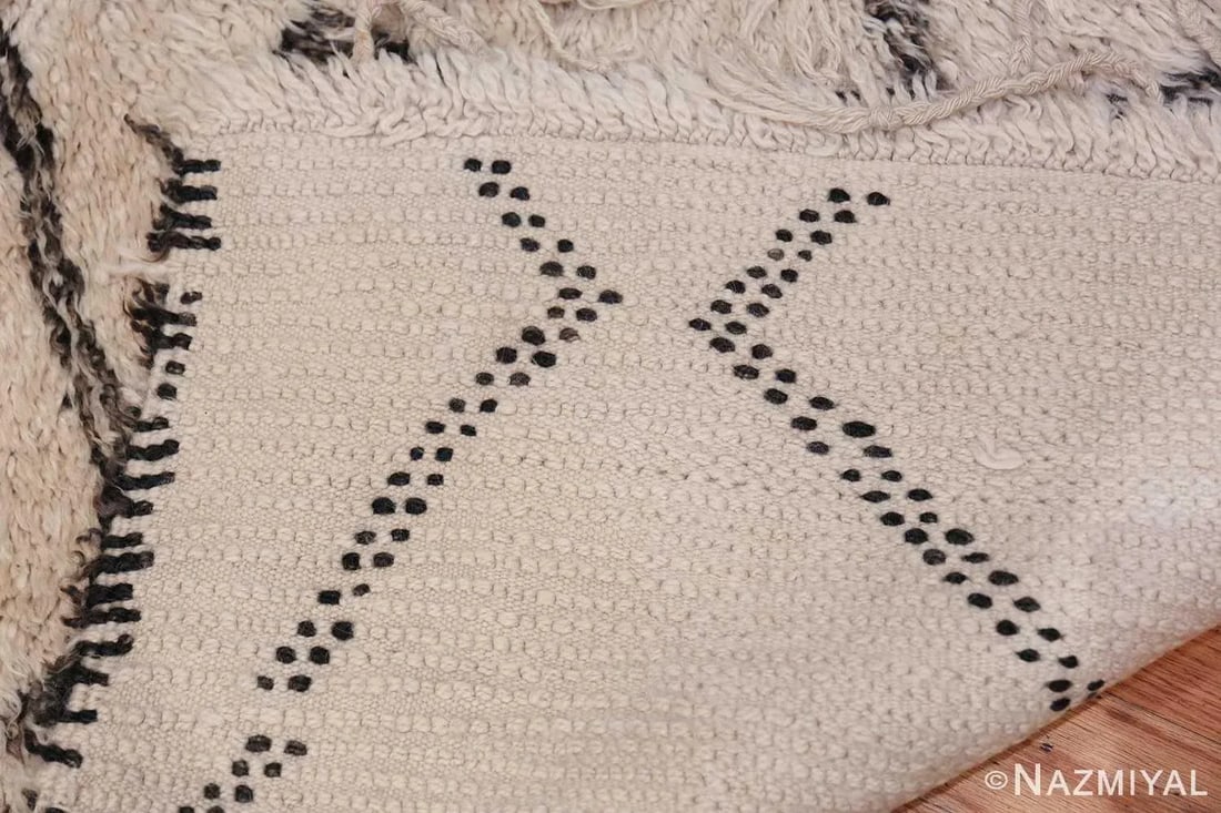 Nazmiyal Collection Ivory Shag Vintage Beni Ourain Moroccan Rug - 7