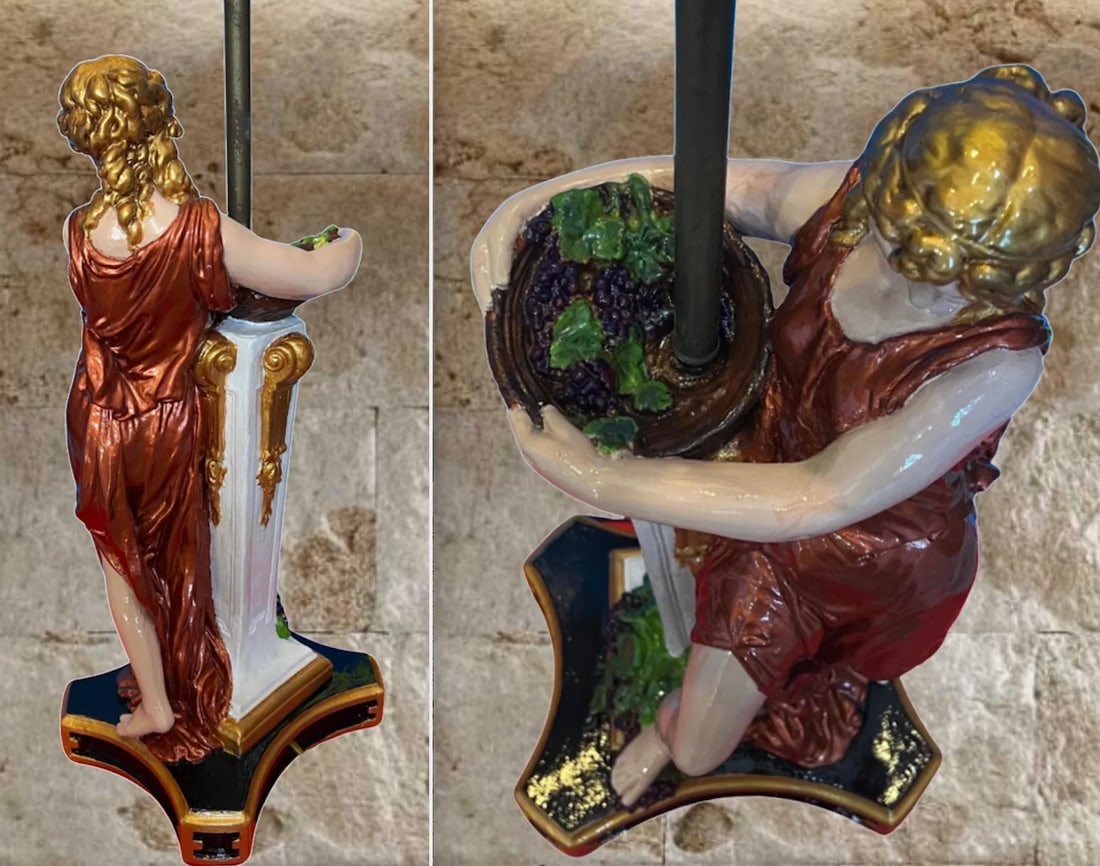 Mid-Century Grecian Women With Basket of Grapes Table Lamp - 11