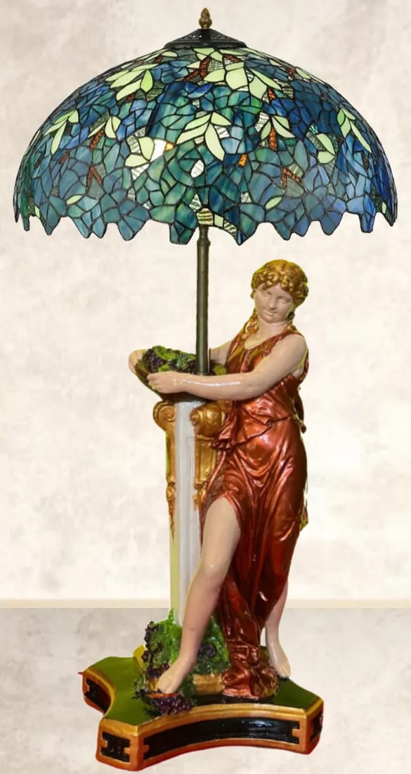 Mid-Century Grecian Women With Basket of Grapes Table Lamp - 5