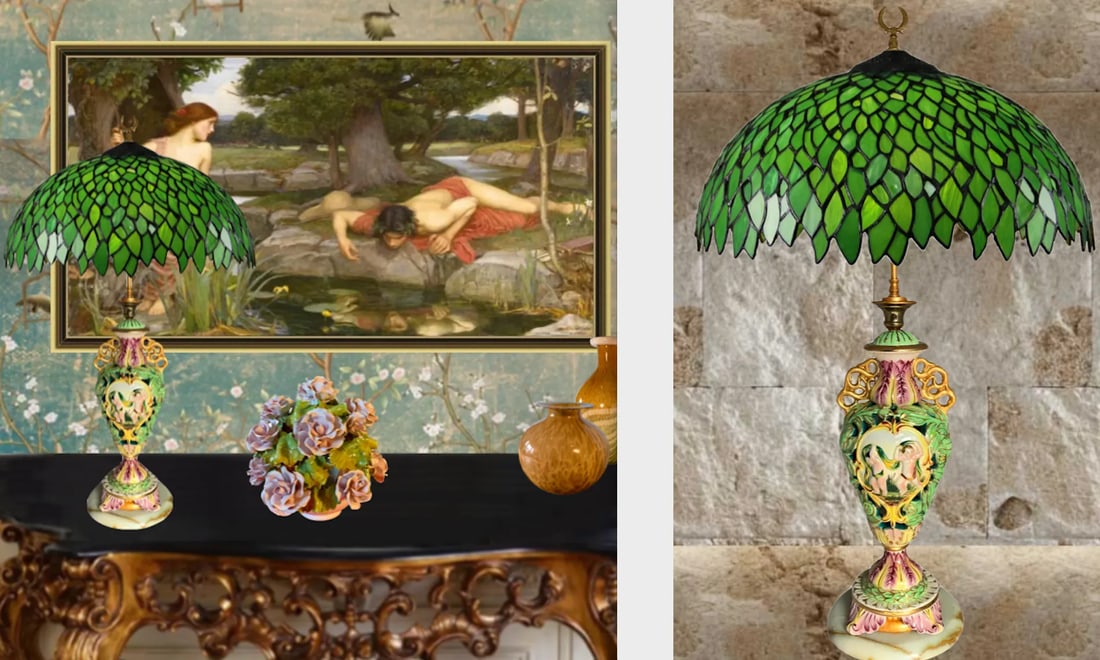 Mid-Century Capodimonte Reticulated Porcelain Cherub Table Lamp - 11