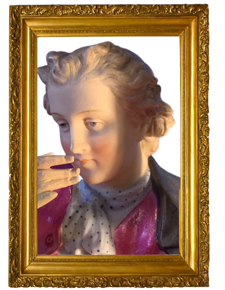 Antique Bisque Porcelain Figural Table Lamp: Young Nobleman - 3