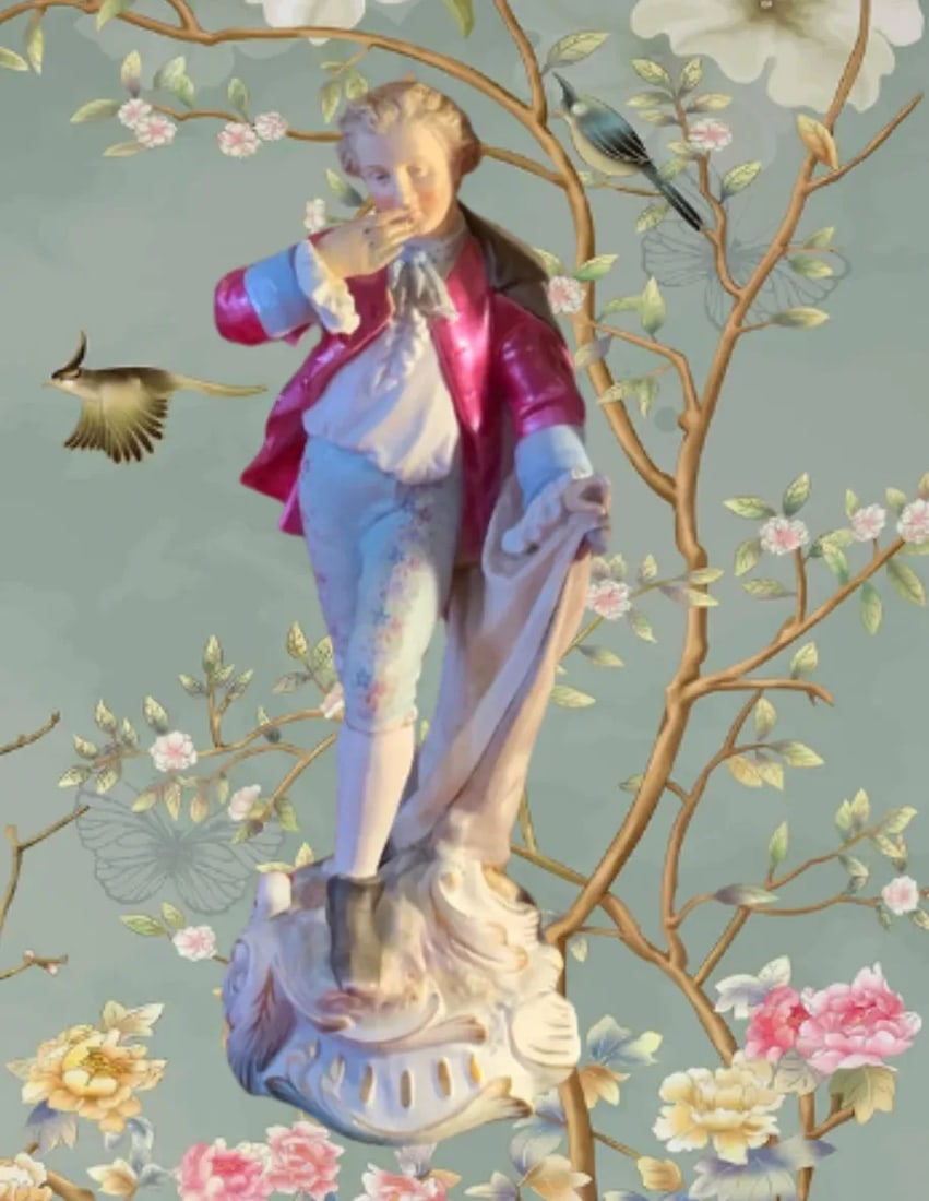 Antique Bisque Porcelain Figural Table Lamp: Young Nobleman - 6