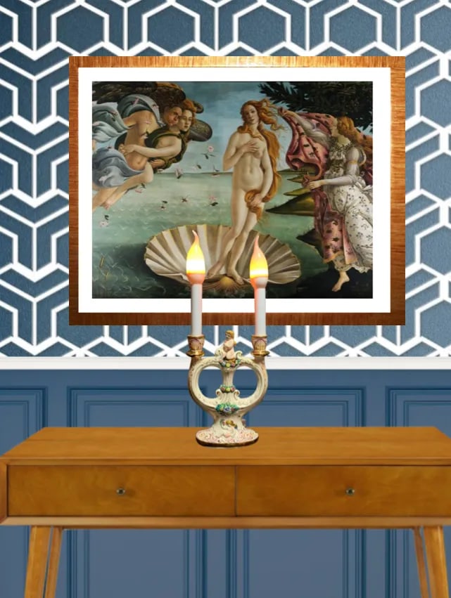 Mid-Century Capodimonte Candelabra Lamp- Cherub - 7
