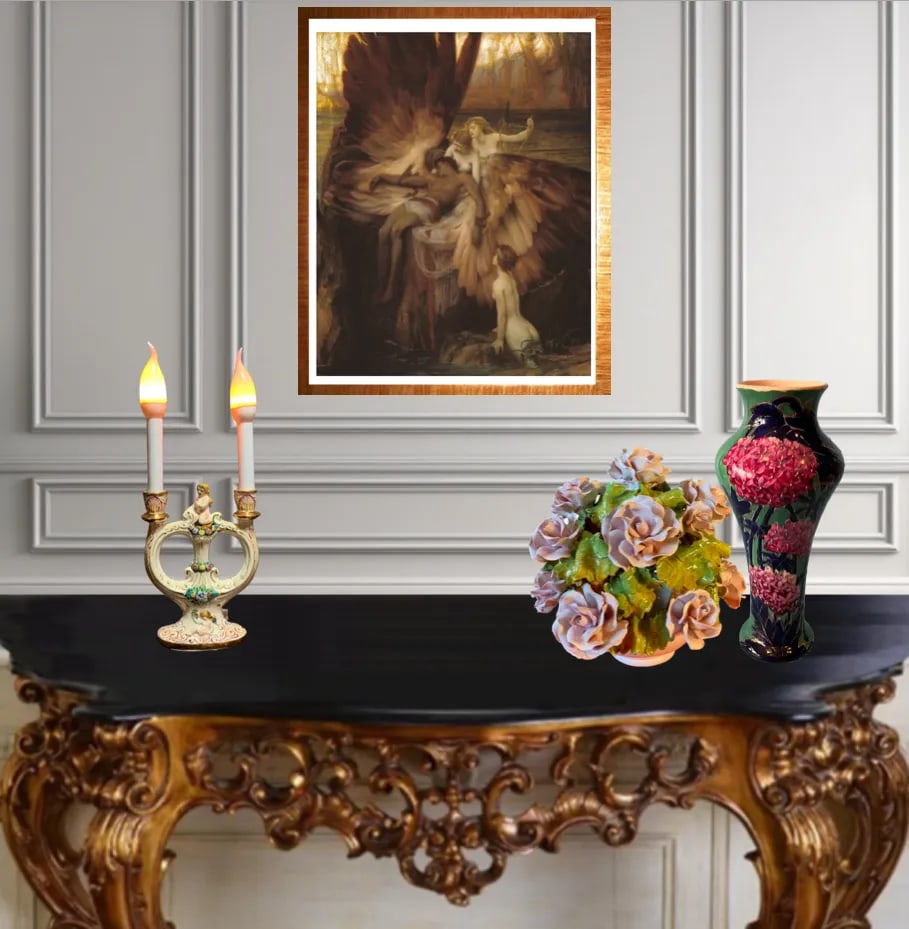 Mid-Century Capodimonte Candelabra Lamp- Cherub - 8