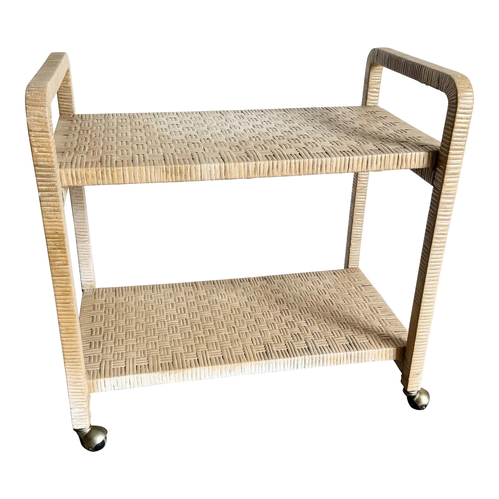 Boho Chic Blonde Woven Wicker Bar/Tea Cart (1 of 9)