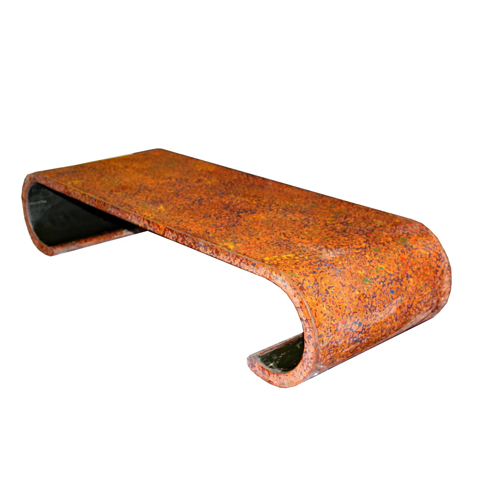 Handmade Blood Red Multi-Layer Lacquer Wood Scroll Low Table Stand - 3
