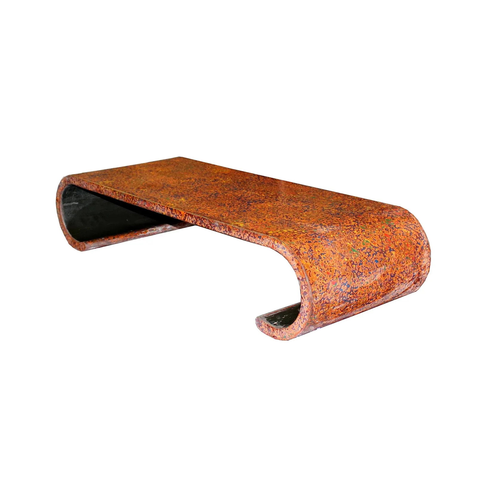 Handmade Blood Red Multi-Layer Lacquer Wood Scroll Low Table Stand - 4