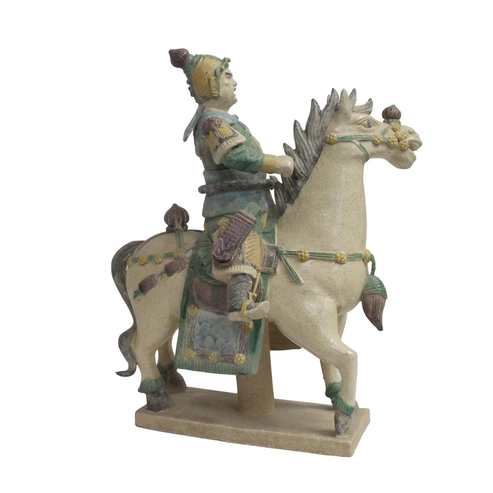 Chinese Handmade Ceramic Warrior on Horse Figure - 4