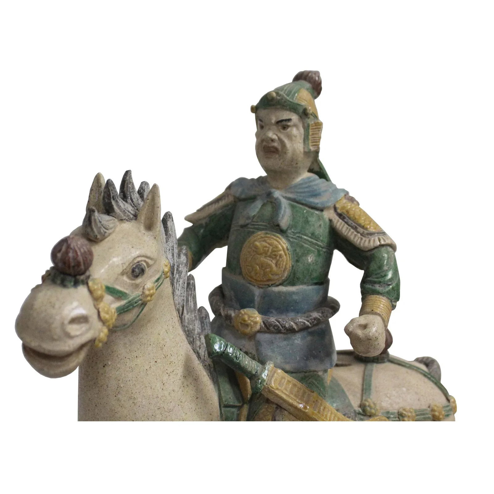 Chinese Handmade Ceramic Warrior on Horse Figure - 7