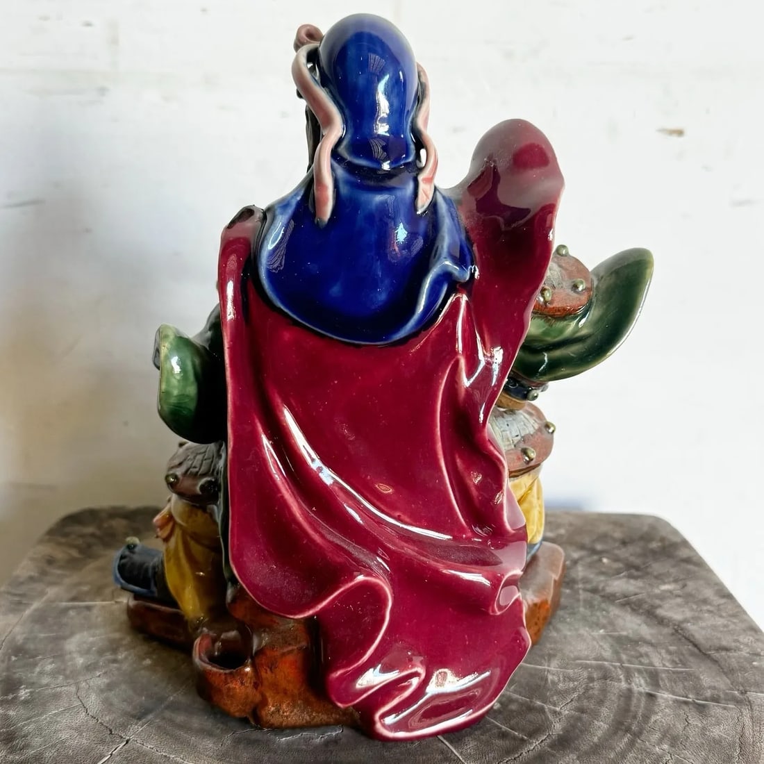 Vintage Hand Painted Guan Gong or Guan Yu Pottery Sculpture - 3