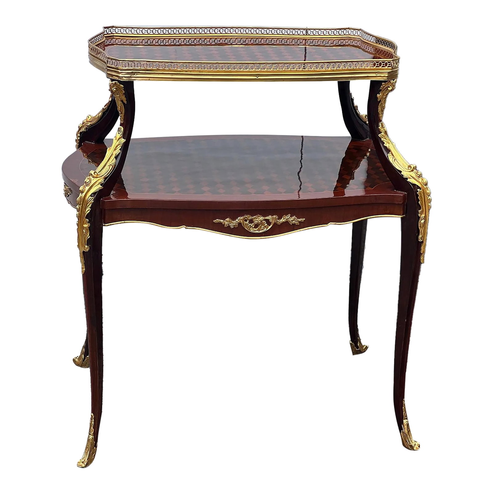 1960s Parquetry Two Tier Tea Table (1 of 6)