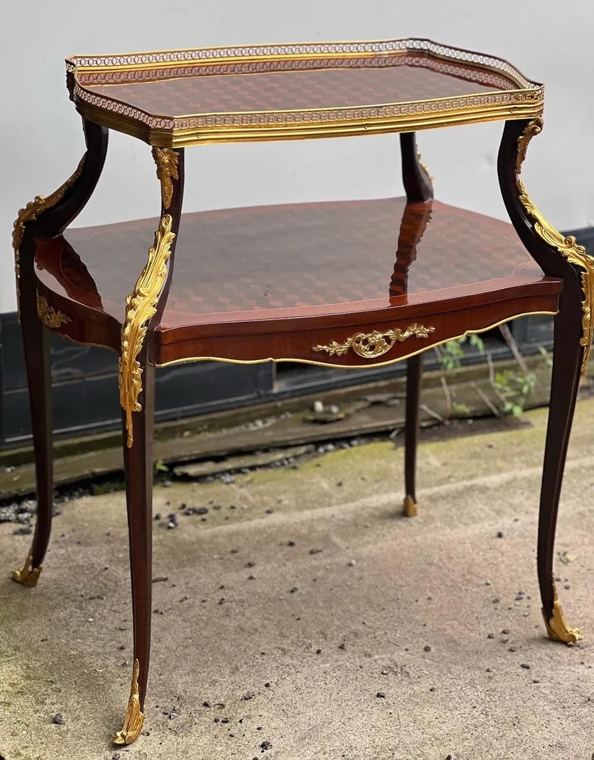 1960s Parquetry Two Tier Tea Table - 2