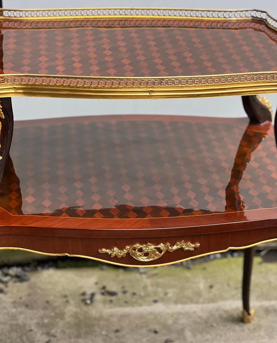 1960s Parquetry Two Tier Tea Table - 3