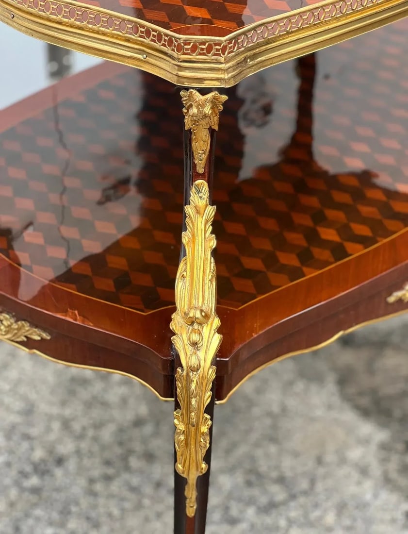 1960s Parquetry Two Tier Tea Table - 5