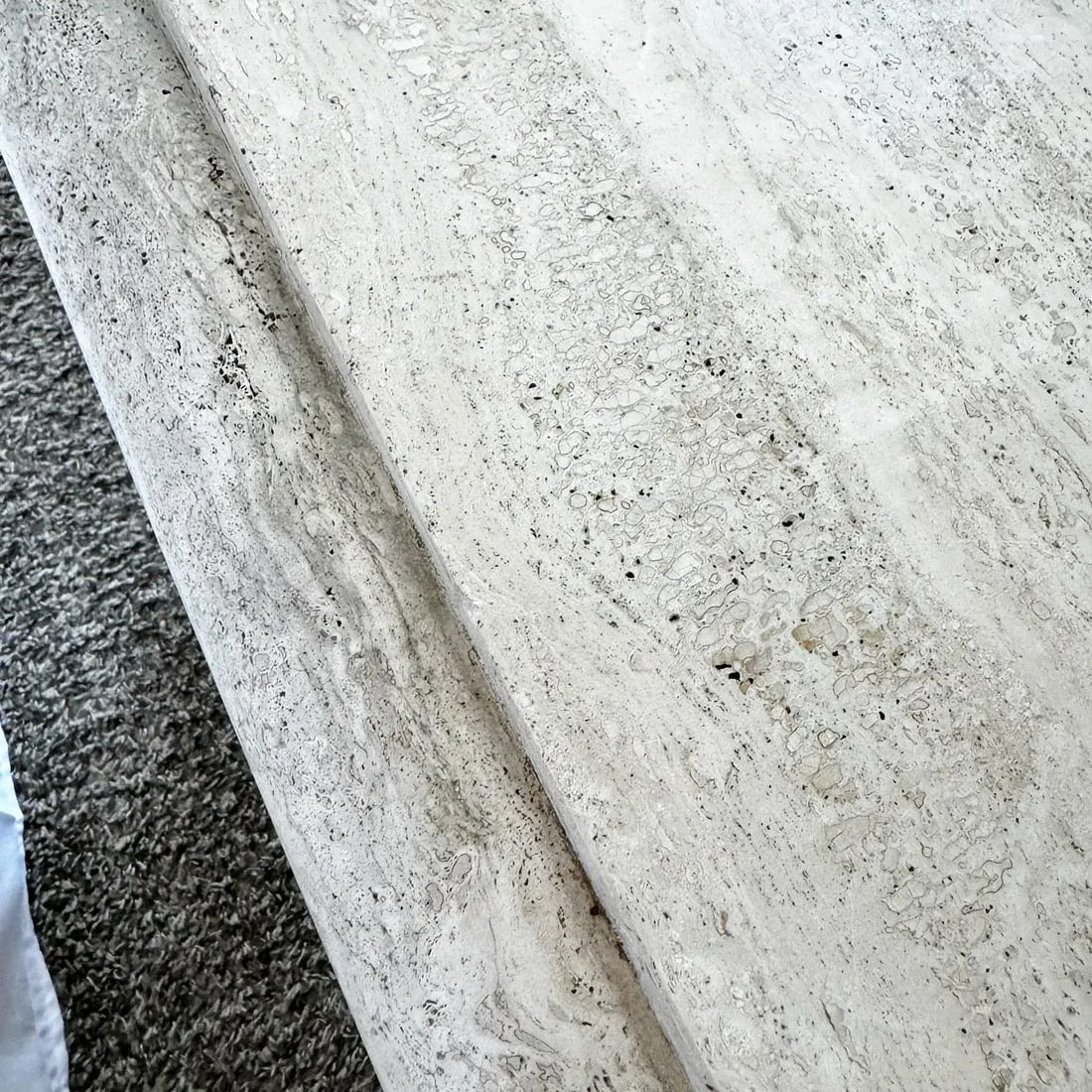 Italian Polished Bullnose Travertine Square Top Side Table - 8