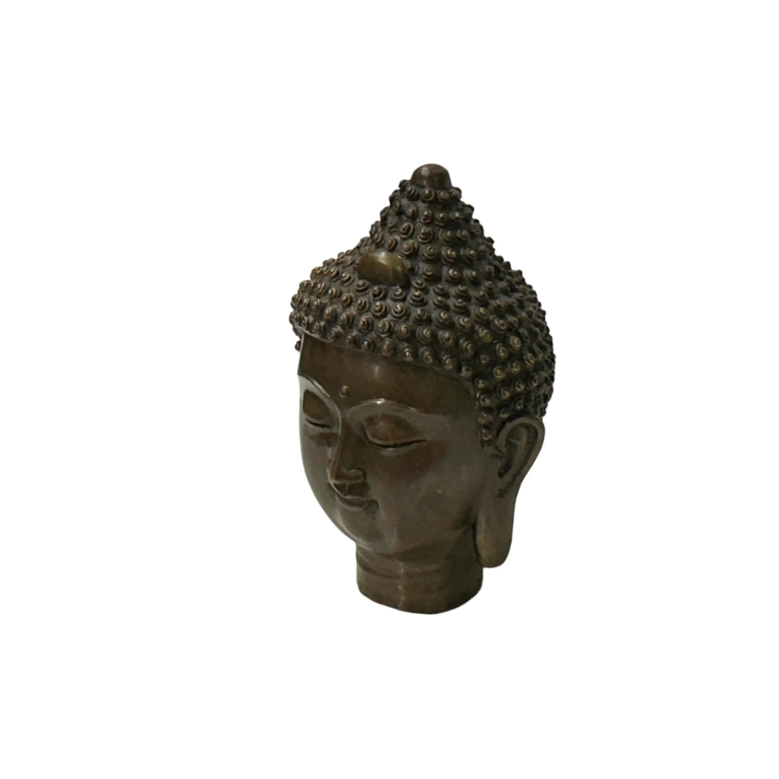 Vintage Chinese Brown Bronze Color Metal Shakyamuni Buddha Head Figure - 2