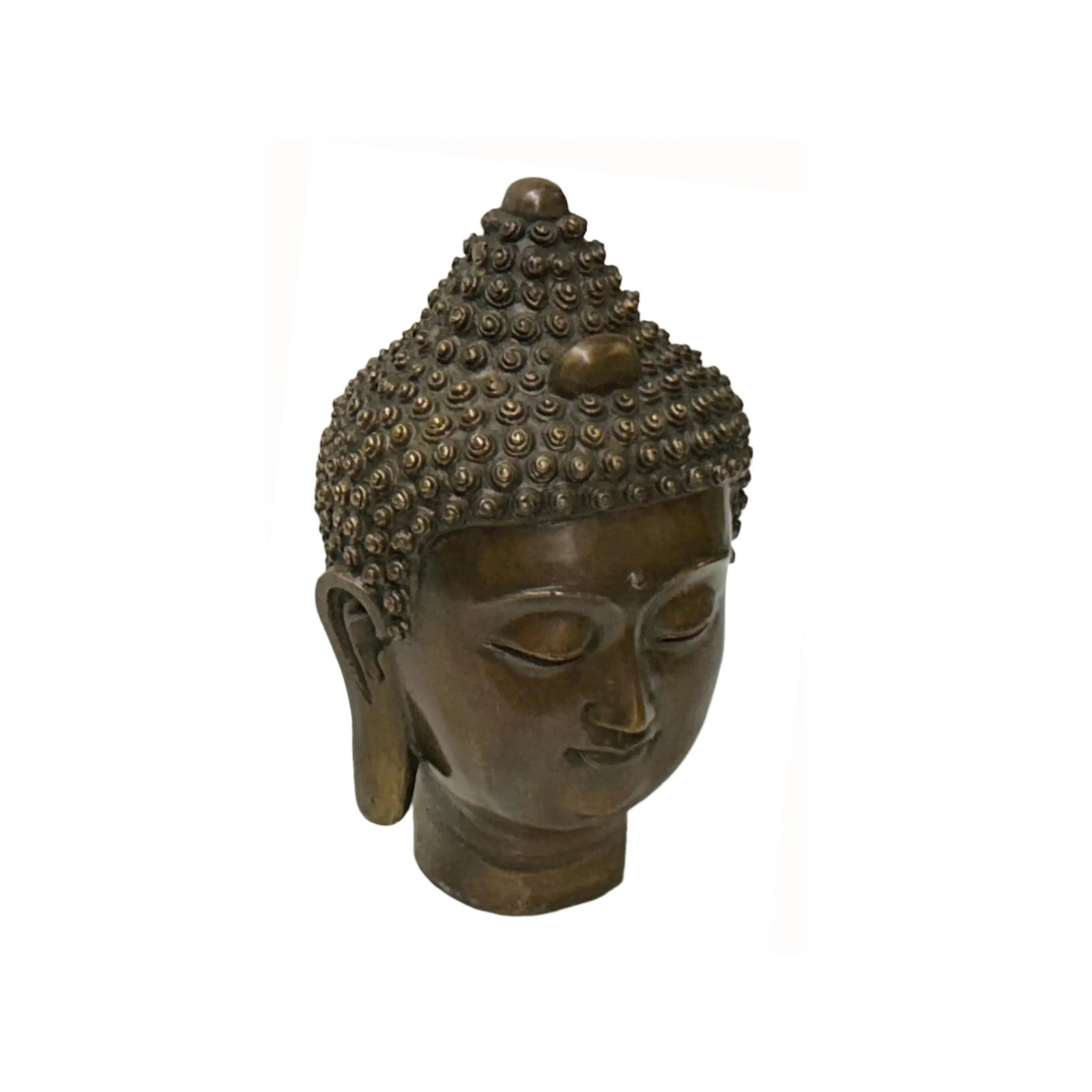 Vintage Chinese Brown Bronze Color Metal Shakyamuni Buddha Head Figure - 5
