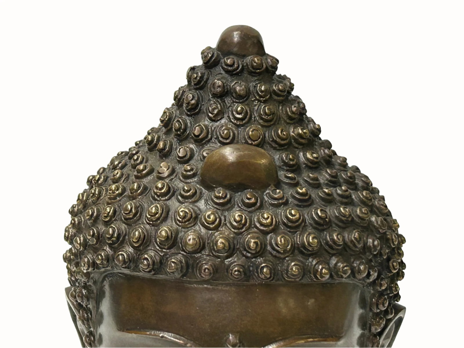 Vintage Chinese Brown Bronze Color Metal Shakyamuni Buddha Head Figure - 9