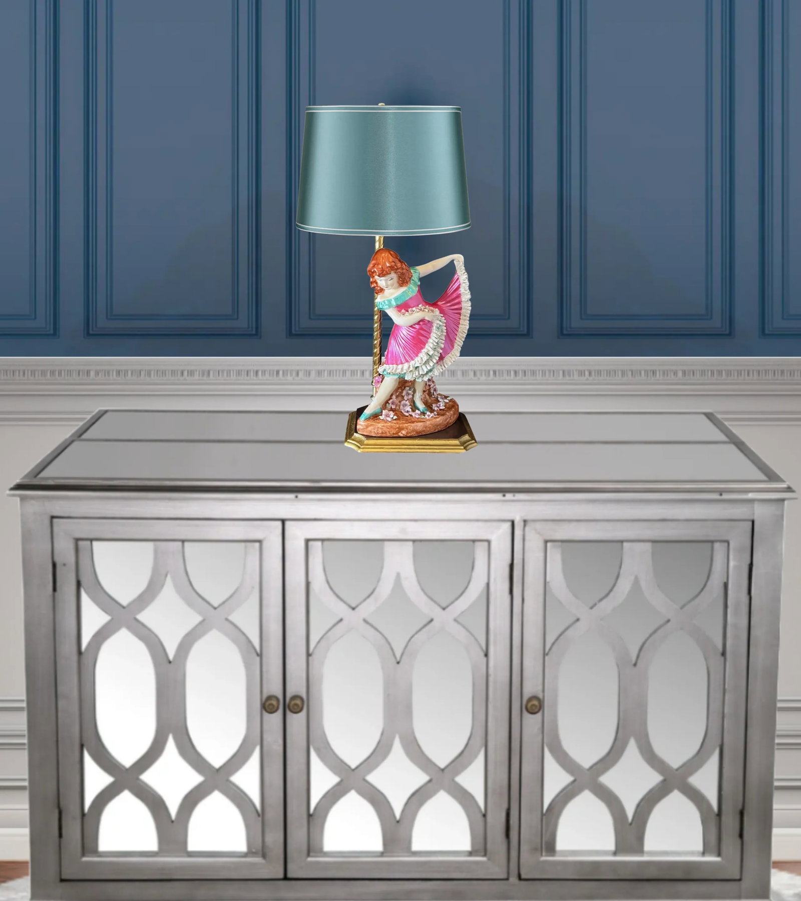 1947 Gerbruder Heubach Porcelain Young Girl Dancing Table Lamp - 5