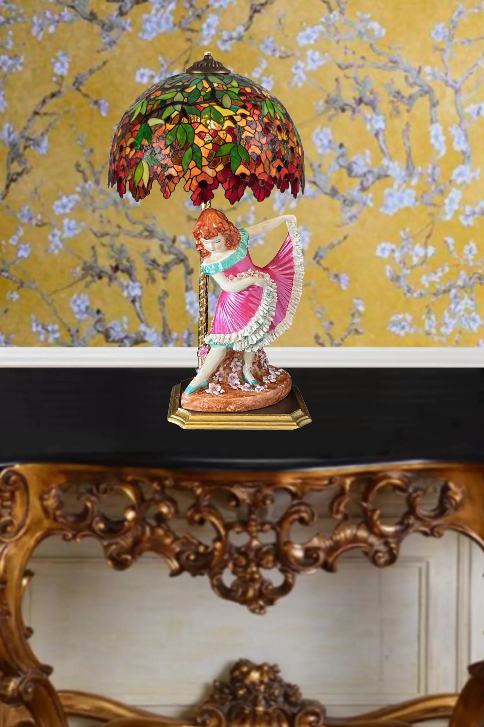 1947 Gerbruder Heubach Porcelain Young Girl Dancing Table Lamp - 8