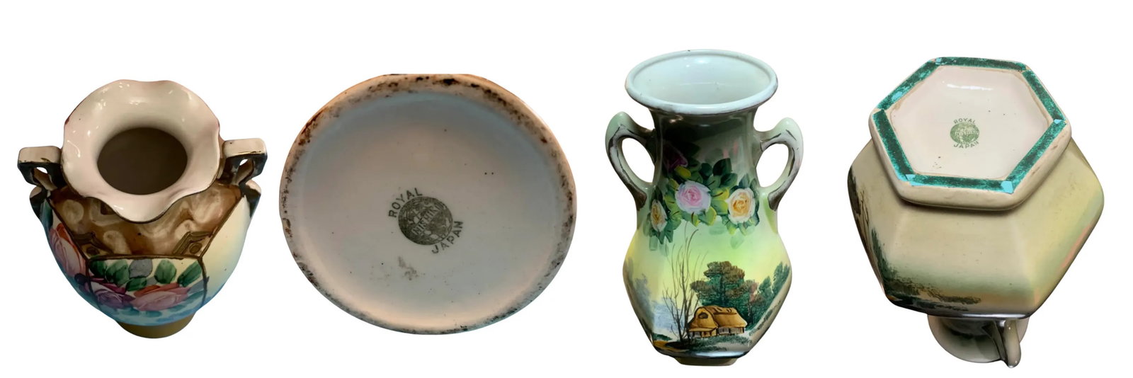 Antique Royal Nishiki Floral Pastoral Porcelain Vase a Pair - 12