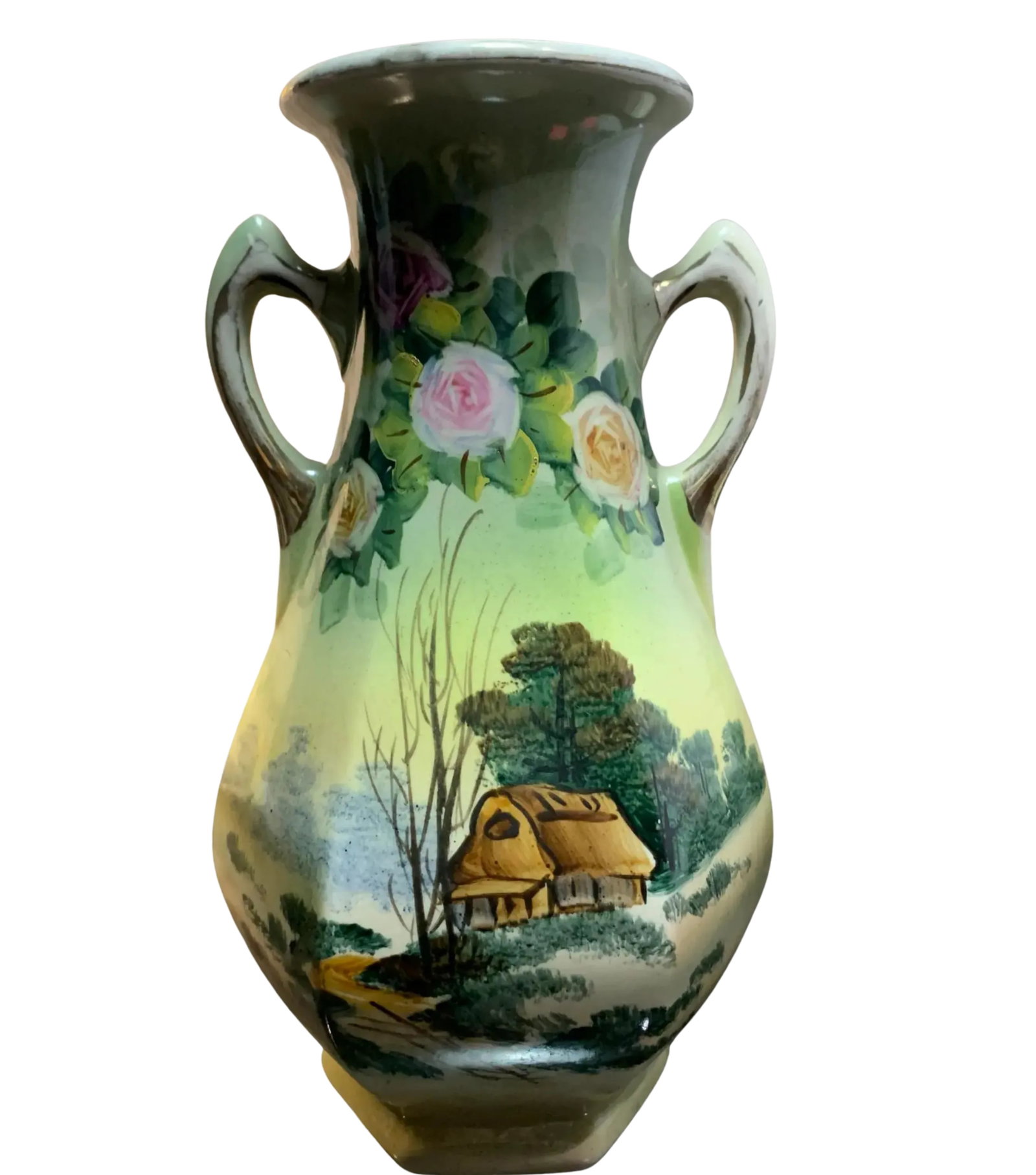 Antique Royal Nishiki Floral Pastoral Porcelain Vase a Pair - 2