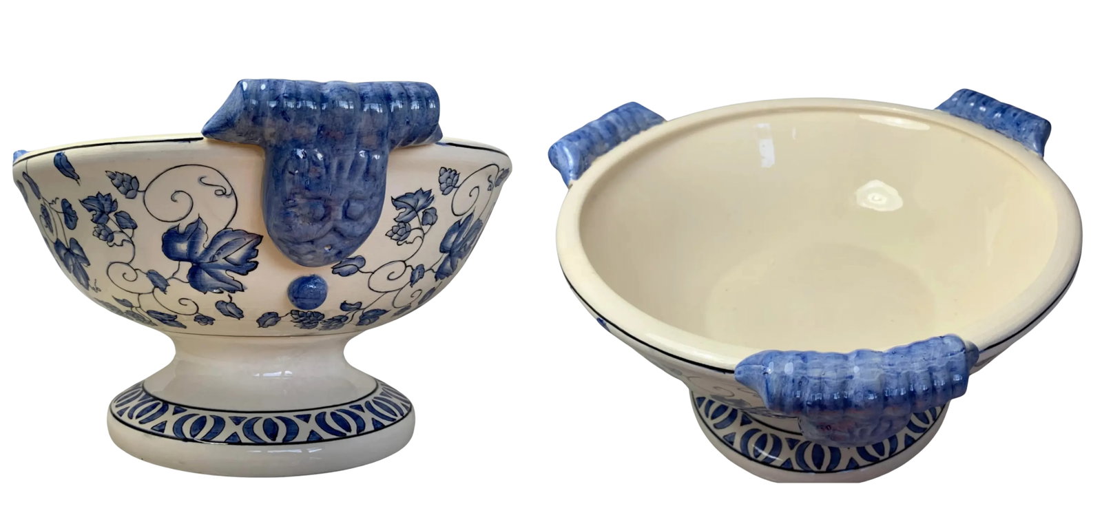 Cast Iron Light Blue Candelabra & Floral Centerpiece Ceramic Bowl- a Set - 11