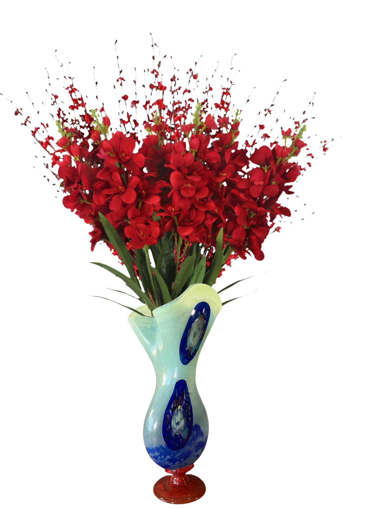Large Art Glass Abstract Hour Glass Vase - 2